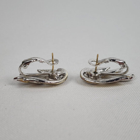 Vintage Butler Silver & Gold Stud Earrings - Picture 4 of 6